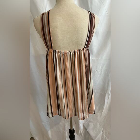Torrid Women’s Mesh O-Ring Peach Brown Black & White Halter Tank Top Size 2X - Picture 4 of 8